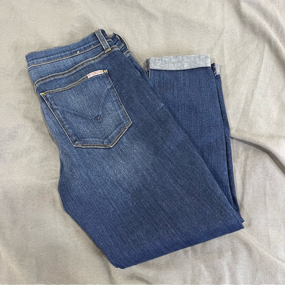 Hudson Jeans Harkin Crop Super Skinny Cuff Jeans Blue Stretch Ankle - Size 31